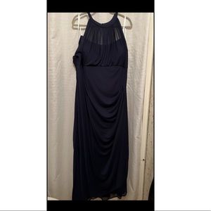 David’s Bridal Bridesmaid/Formal Long Mesh Dress with Illusion Neckline